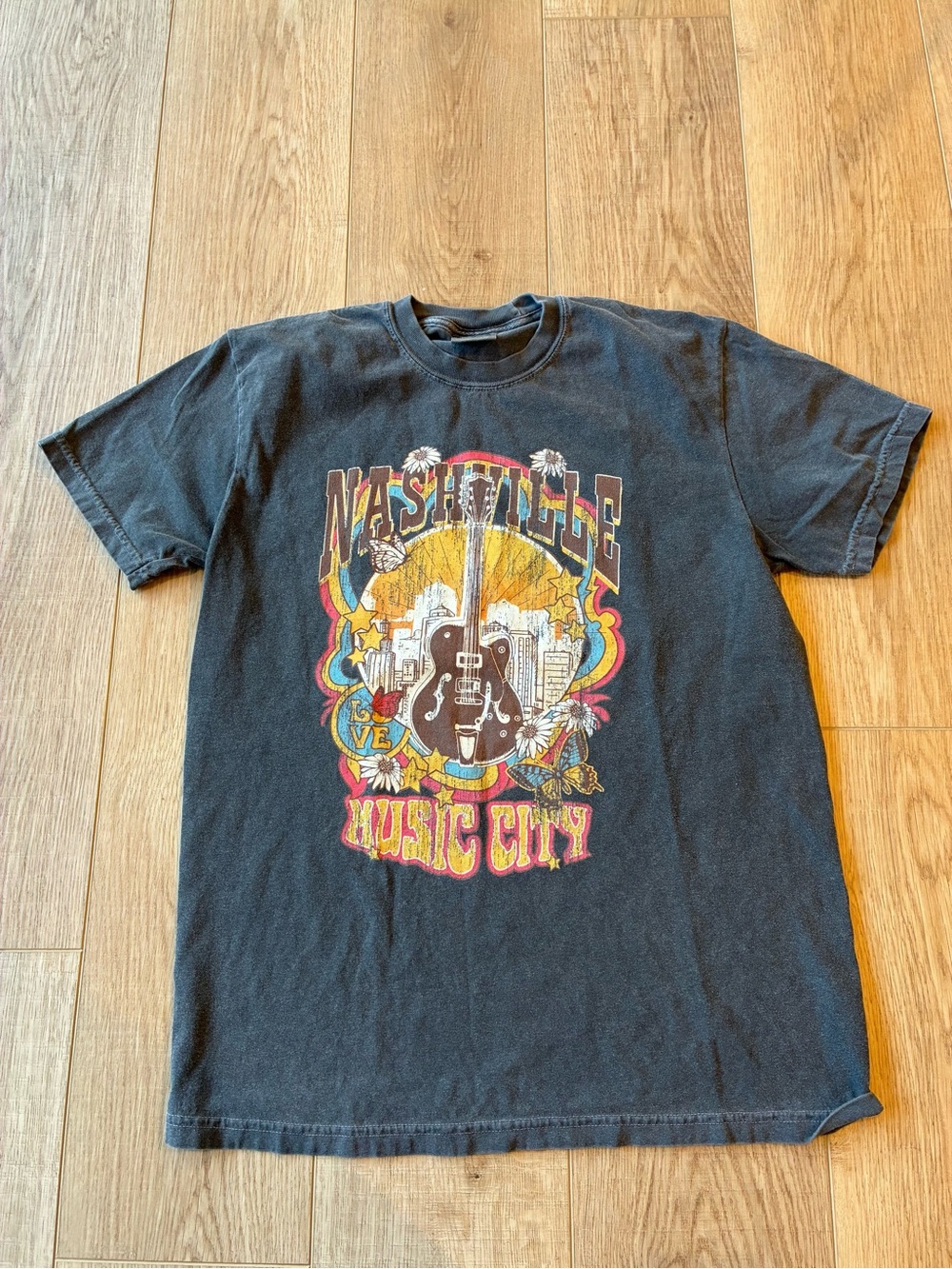 Nashville Music City Graphic Tee by Comfort Colors Charcoal Grey Festival medium